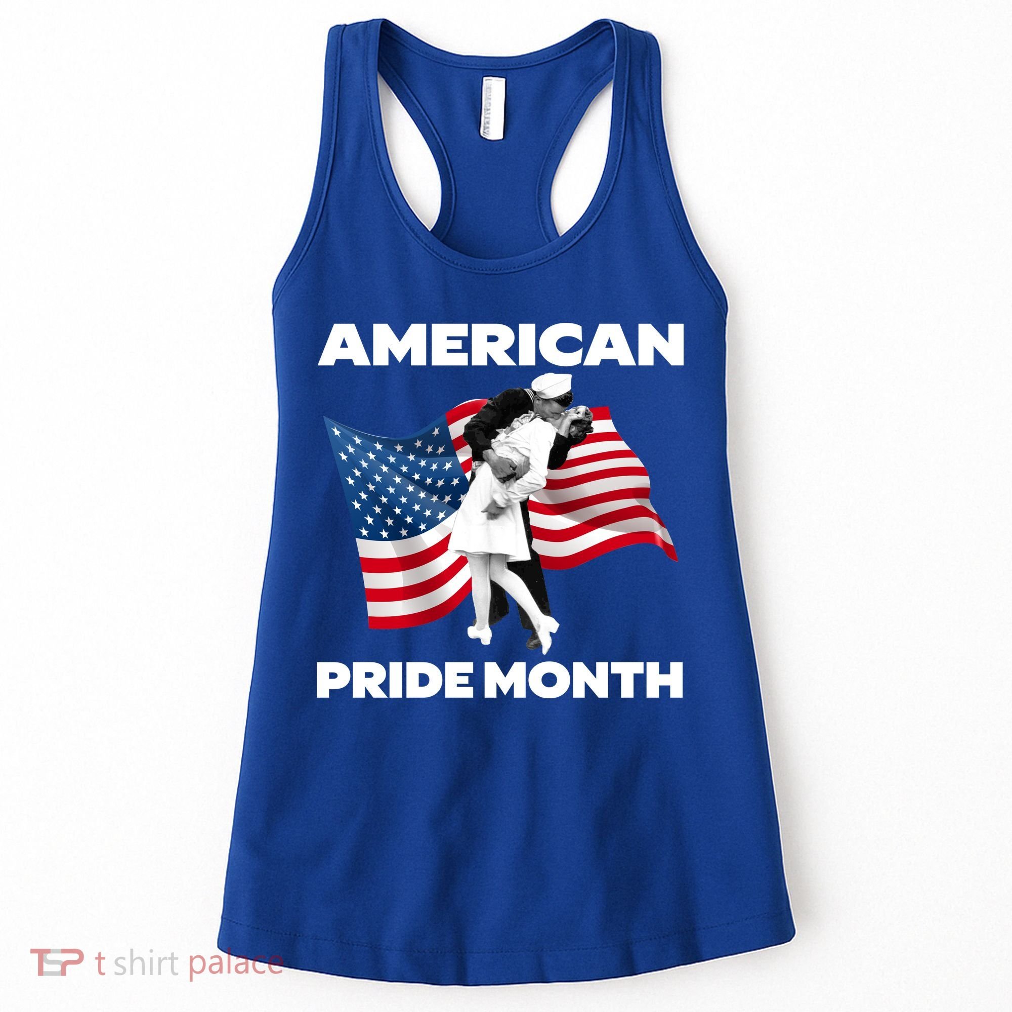 Patriotic American Pride Month Classic Wwii Soldier Kissing Nurse Women's Tank Top