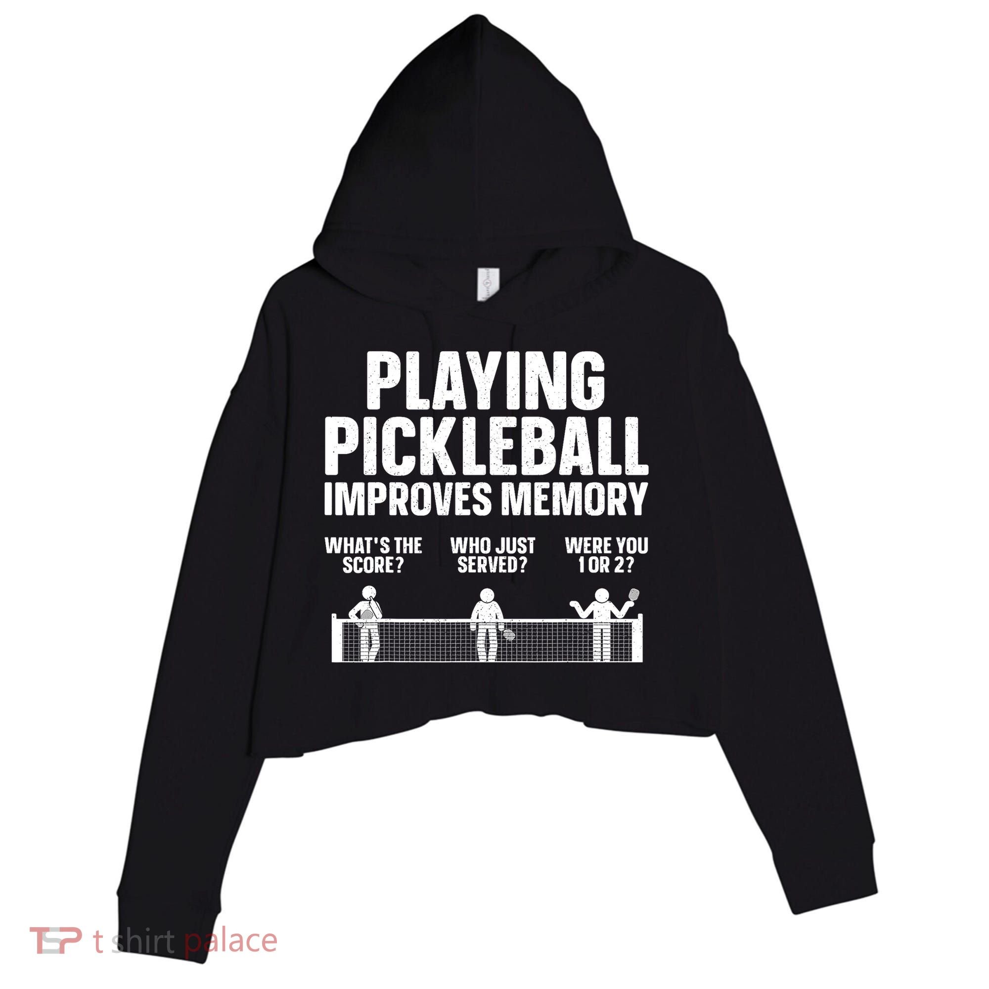 Pickleball Art Paddle Sport Pickleball Lover Crop Fleece Hoodie