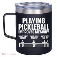 Pickleball Art Paddle Sport Pickleball Lover 12oz Stainless Steel Coffee Mug thumb 2