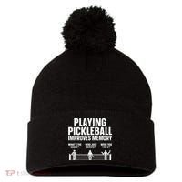 Pickleball Art Paddle Sport Pickleball Lover Pom Pom 12in Knit Beanie thumb 0