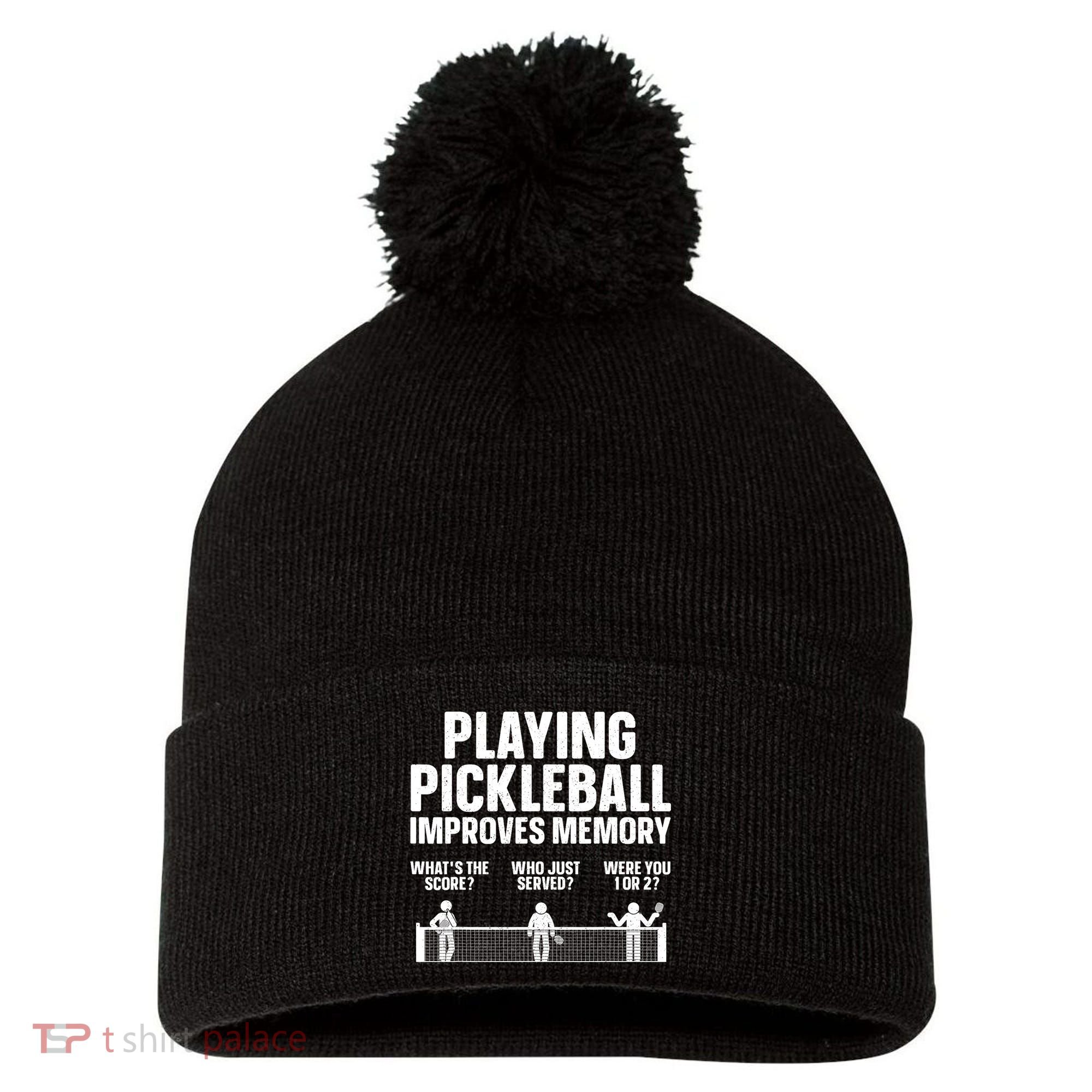 Pickleball Art Paddle Sport Pickleball Lover Pom Pom 12in Knit Beanie
