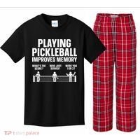 Pickleball Art Paddle Sport Pickleball Lover Kids Plaid Pajama Set thumb 0