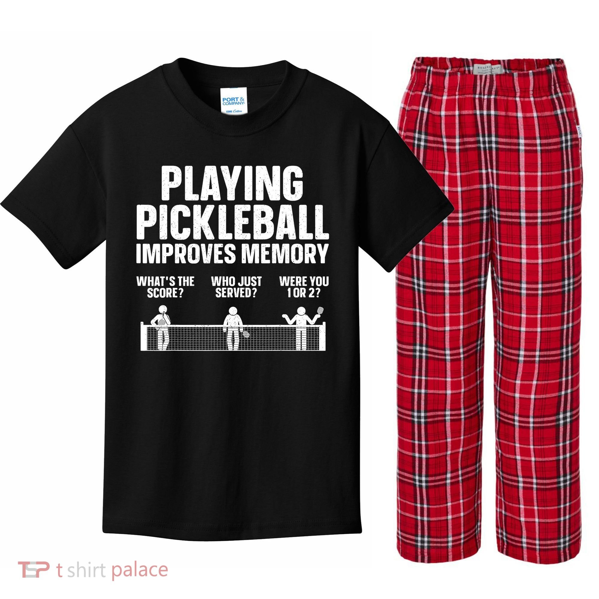 Pickleball Art Paddle Sport Pickleball Lover Kids Plaid Pajama Set