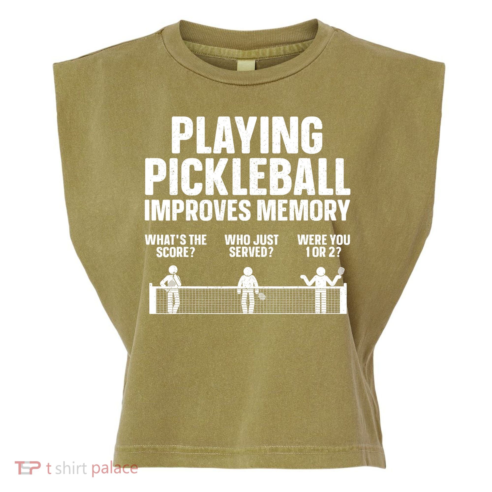 Pickleball Art Paddle Sport Pickleball Lover Garment-Dyed Women's Muscle Tee