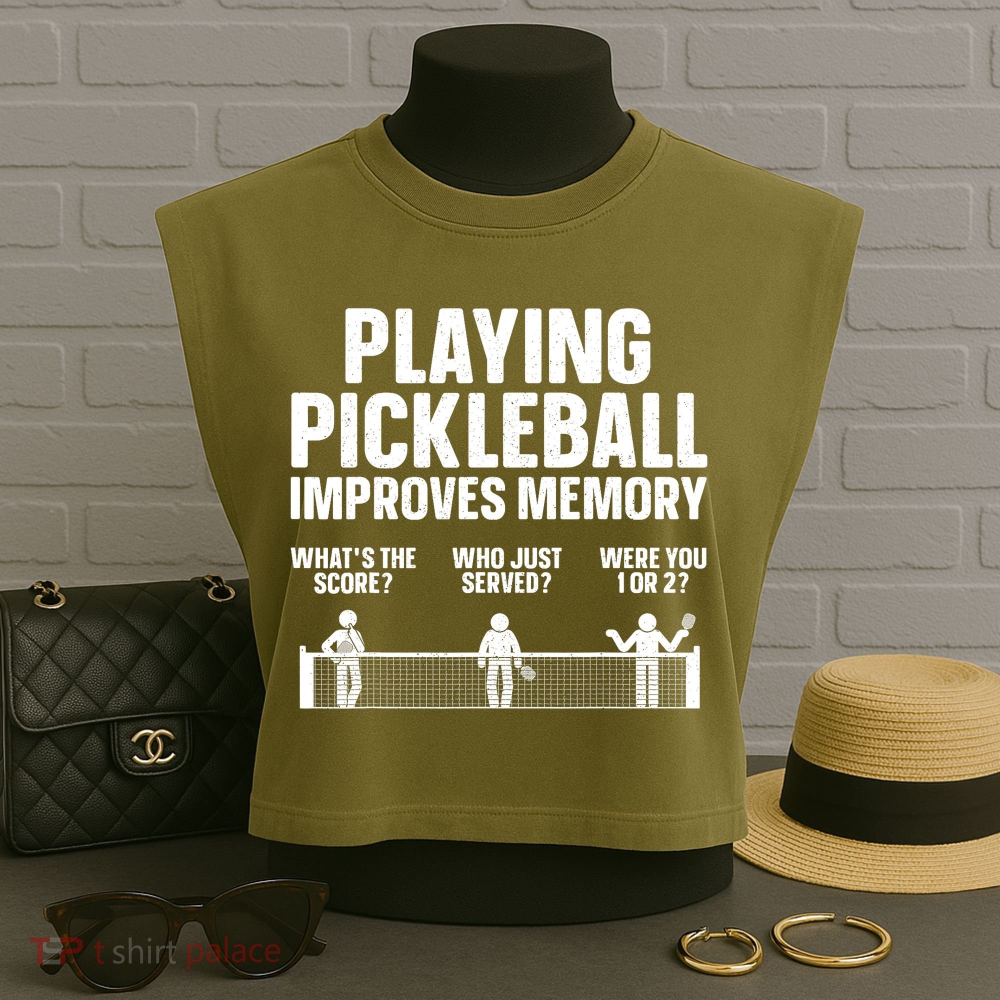 Pickleball Art Paddle Sport Pickleball Lover Garment-Dyed Women's Muscle Tee