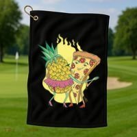 Pizza And Pineapple Dancing Golf Towel thumb 1