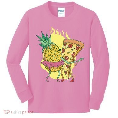 Pizza And Pineapple Dancing Kids Long Sleeve Shirt