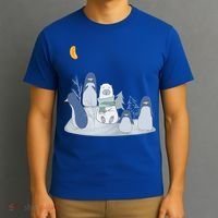 Penguins And Polar Bear Pop Art Tee Great Gift Funny Vintage Christmas Gift T-Shirt thumb 3
