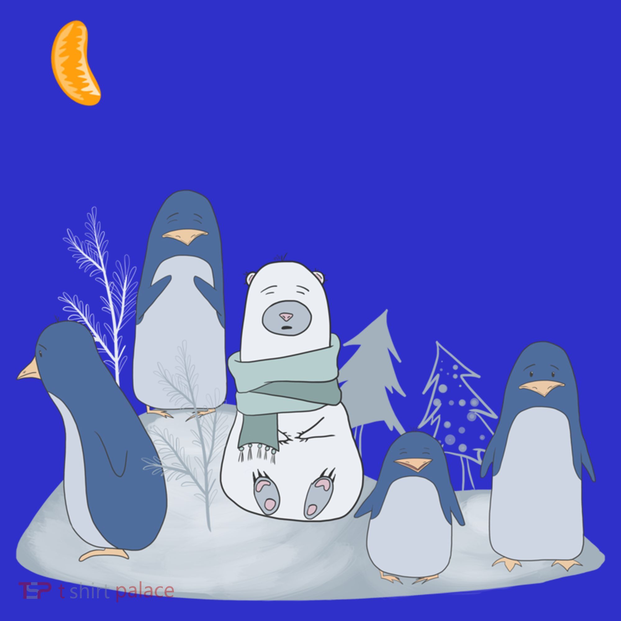 Penguins And Polar Bear Pop Art Tee Great Gift Funny Vintage Christmas Gift T-Shirt