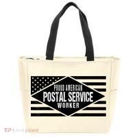 Proud American Postal Service Worker Patriotic US Flag Tote Bag thumb 0