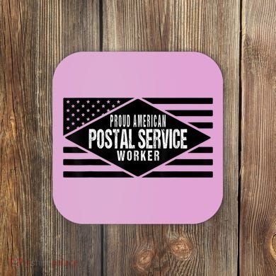 Proud American Postal Service Worker Patriotic US Flag Coaster