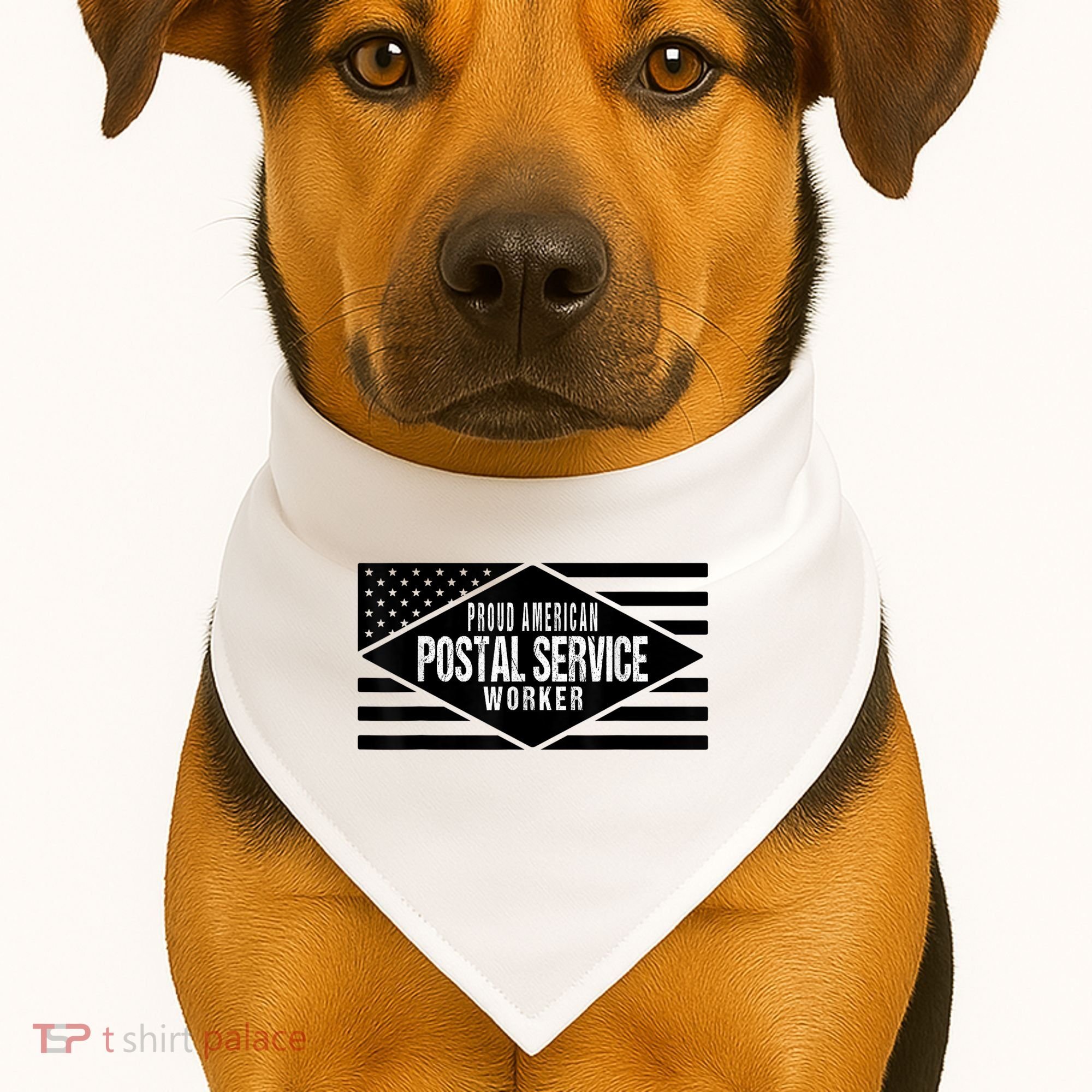 Proud American Postal Service Worker Patriotic US Flag USA-Made Doggie Bandana