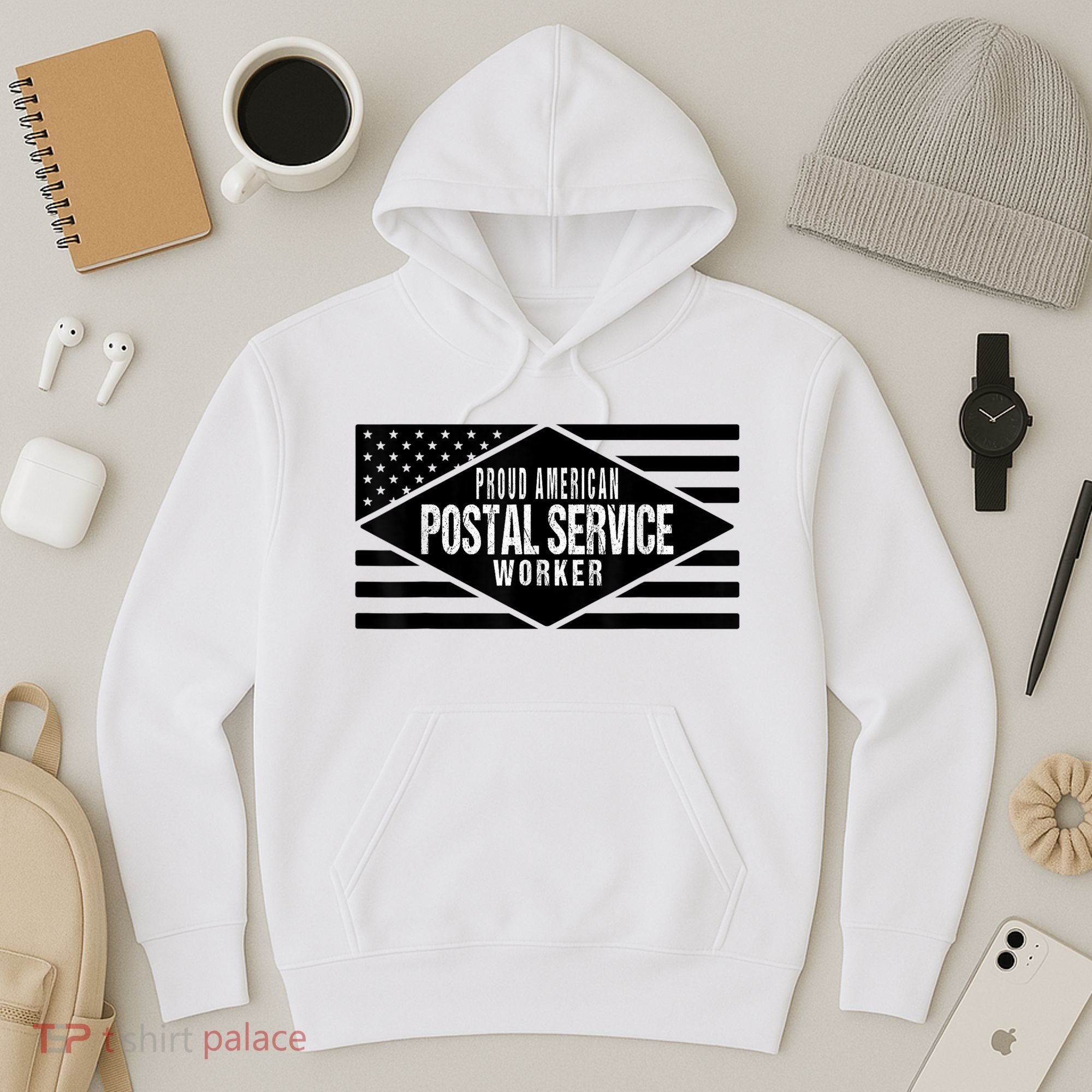 Proud American Postal Service Worker Patriotic US Flag Hoodie