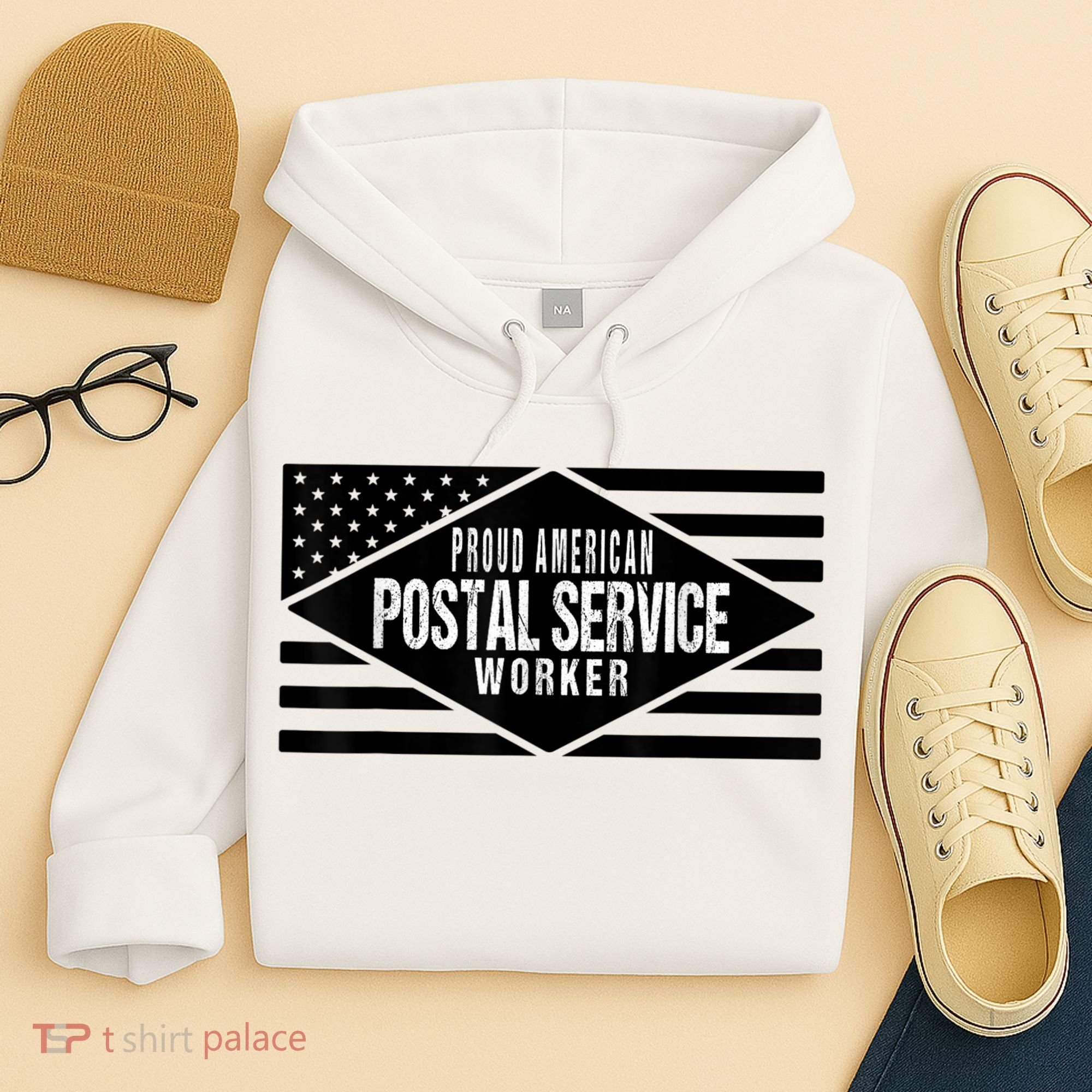 Proud American Postal Service Worker Patriotic US Flag Hoodie
