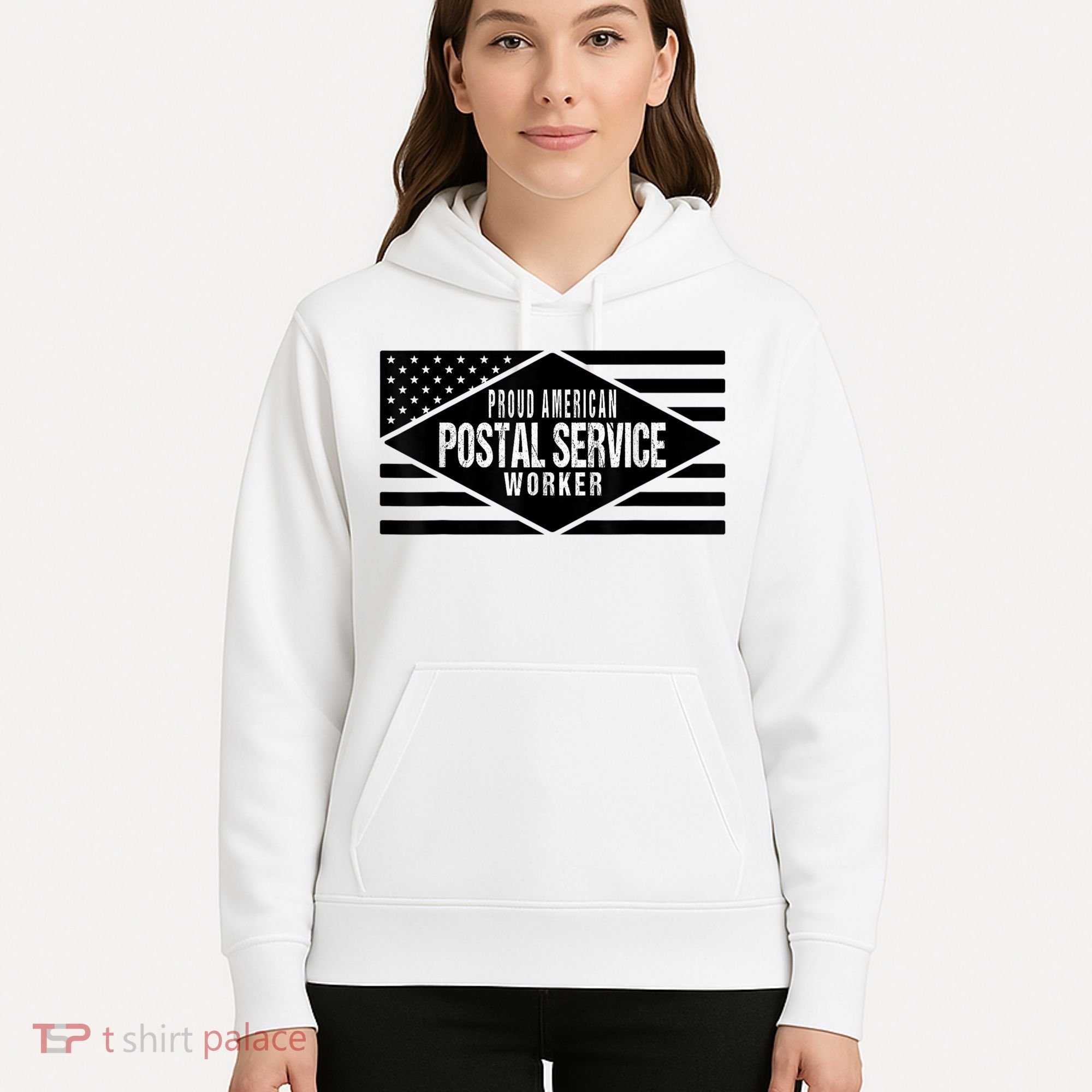 Proud American Postal Service Worker Patriotic US Flag Hoodie