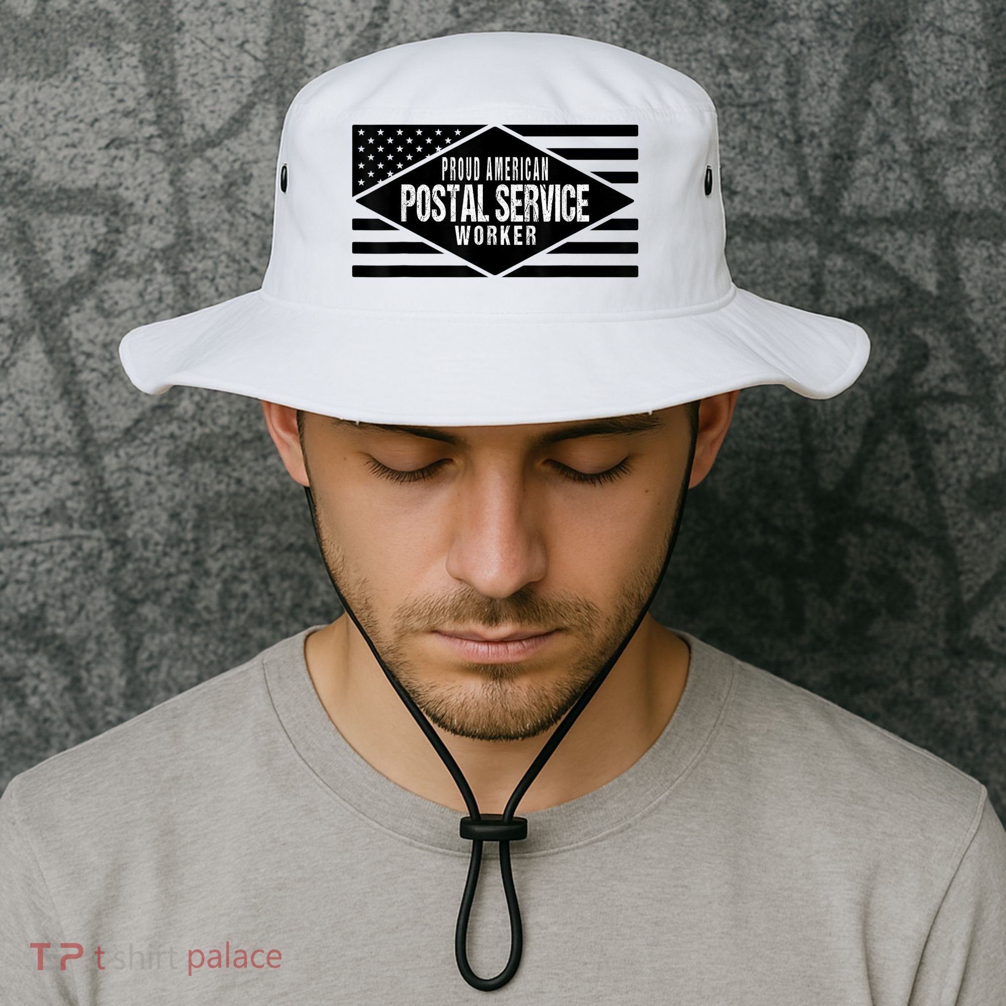 Proud American Postal Service Worker Patriotic US Flag Bucket Hat