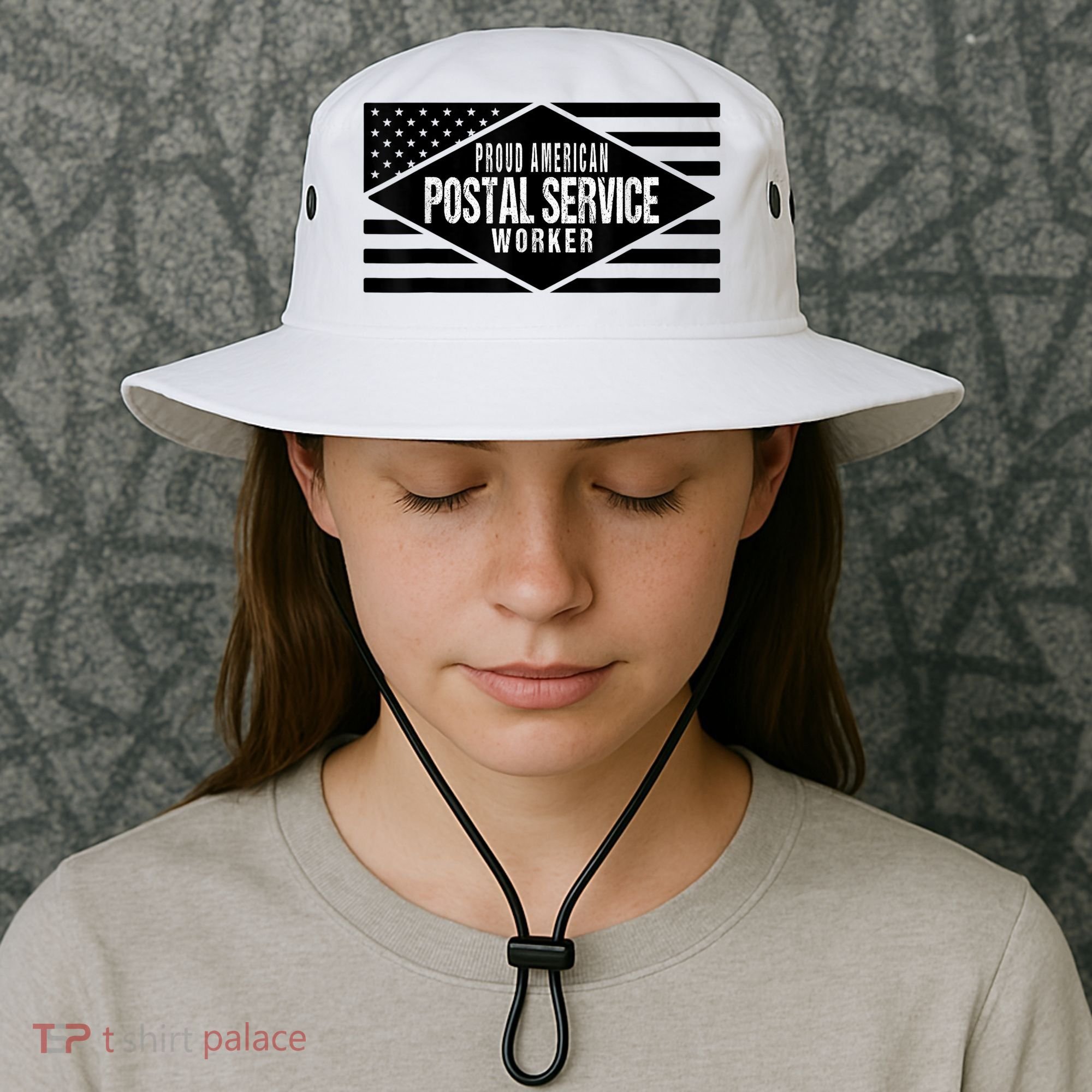 Proud American Postal Service Worker Patriotic US Flag Bucket Hat