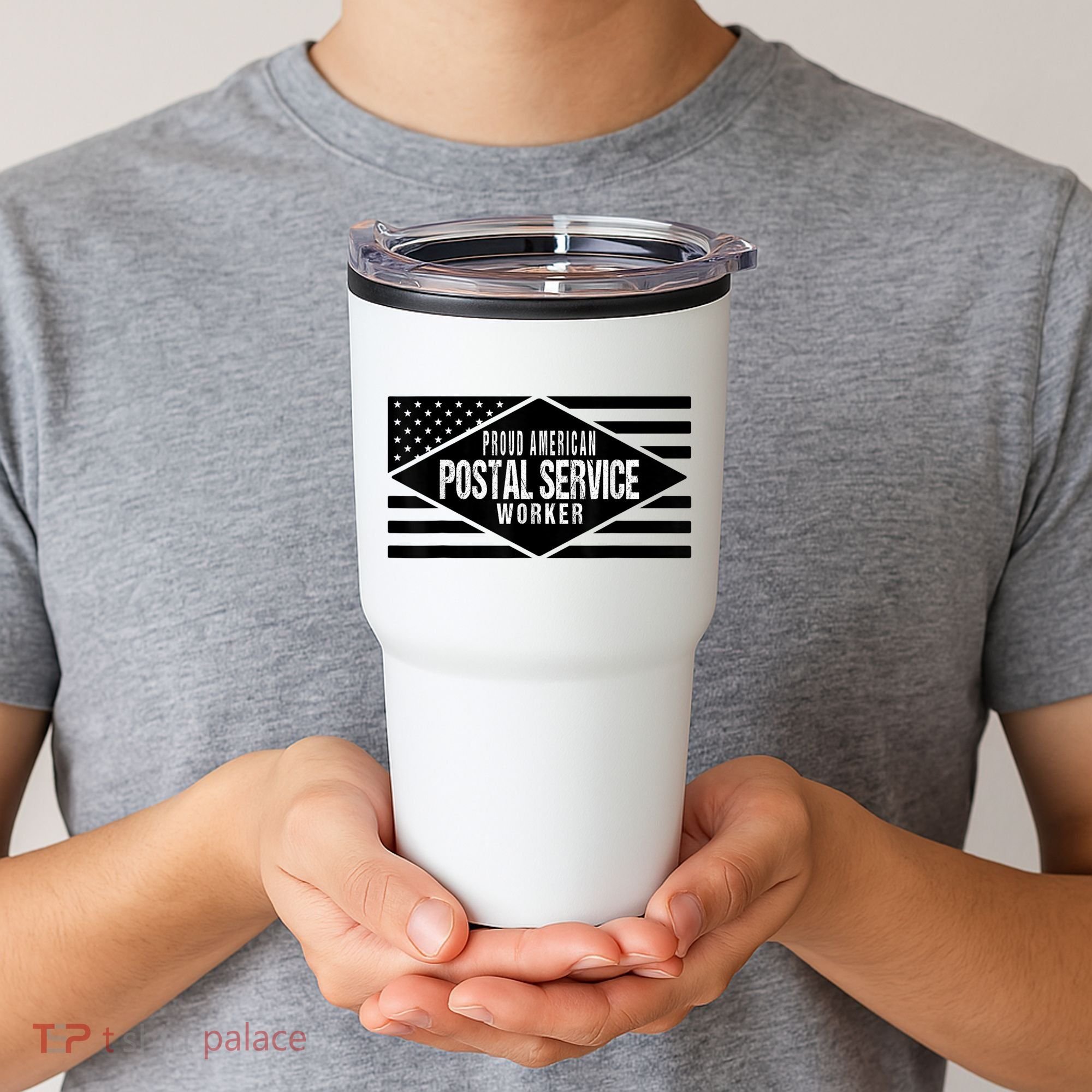 Proud American Postal Service Worker Patriotic US Flag Tumbler