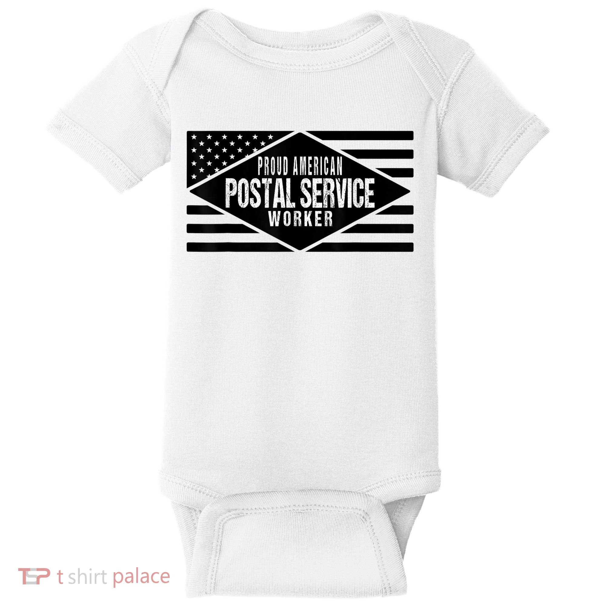 Proud American Postal Service Worker Patriotic US Flag Baby Bodysuit