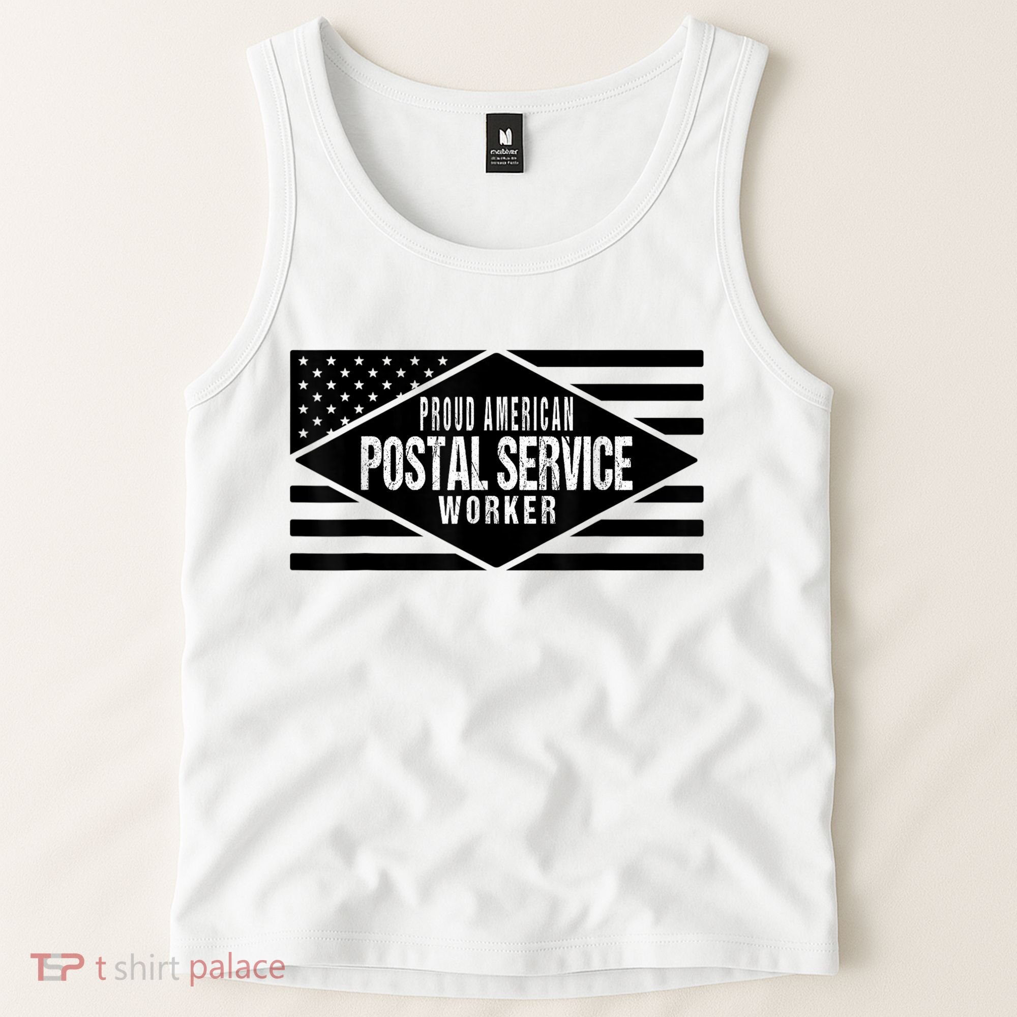 Proud American Postal Service Worker Patriotic US Flag Tank Top