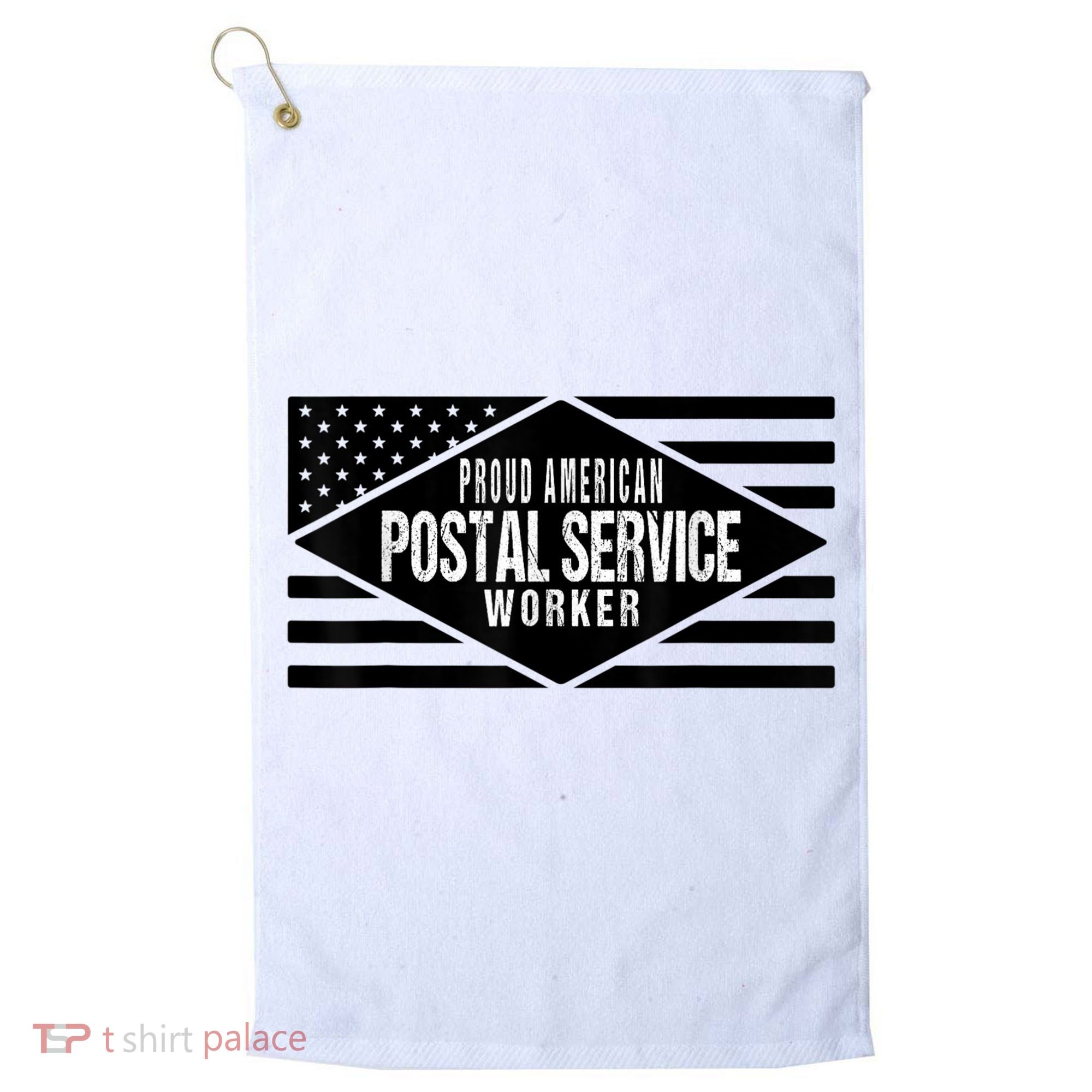 Proud American Postal Service Worker Patriotic US Flag Golf Towel
