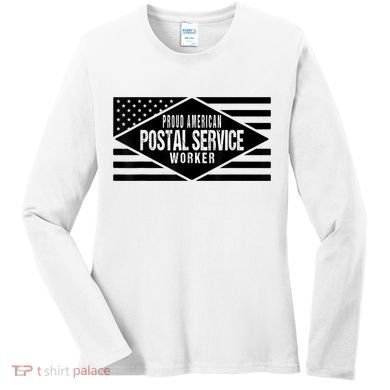 Proud American Postal Service Worker Patriotic US Flag Women's Long Sleeve Shirt