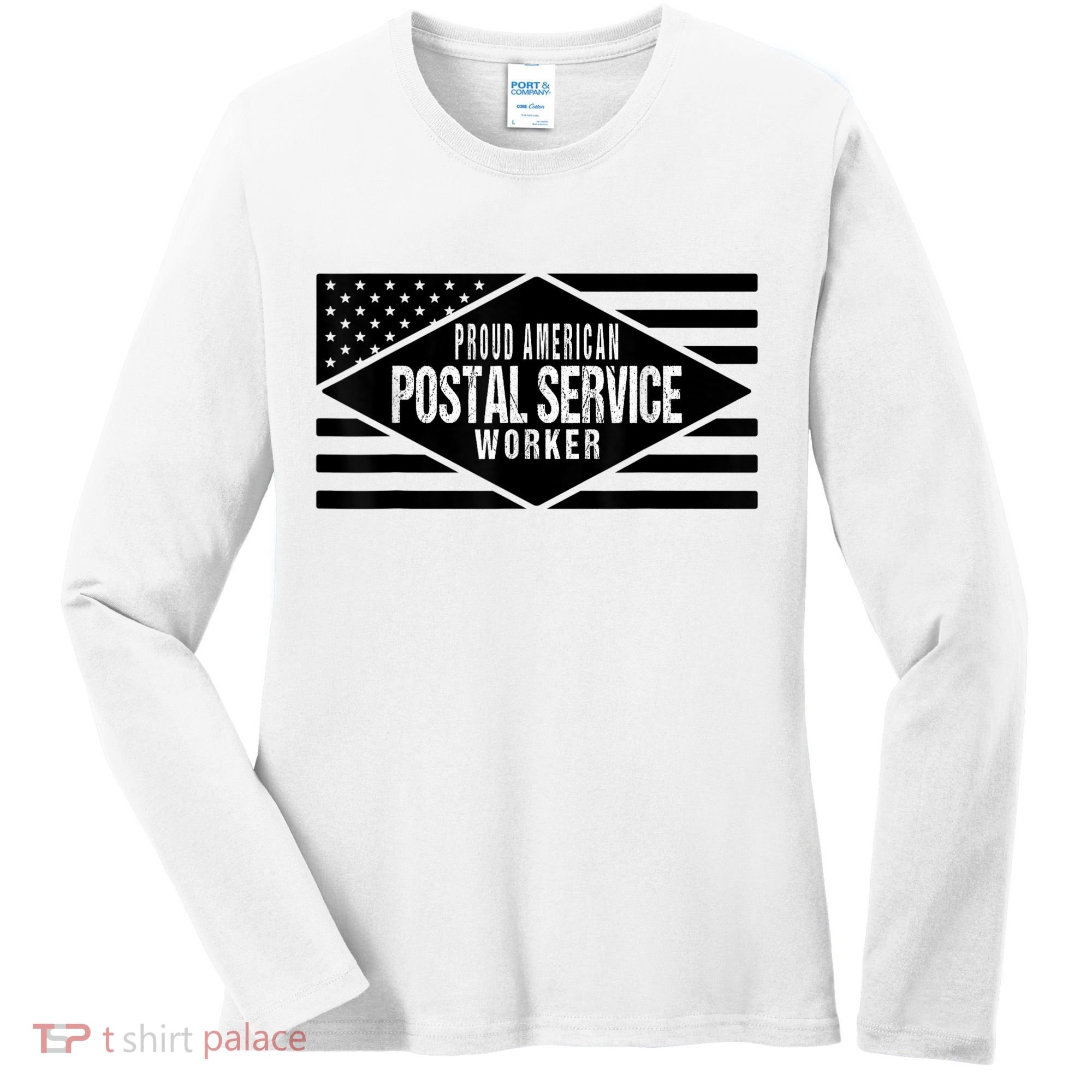 Proud American Postal Service Worker Patriotic US Flag Women's Long Sleeve Shirt
