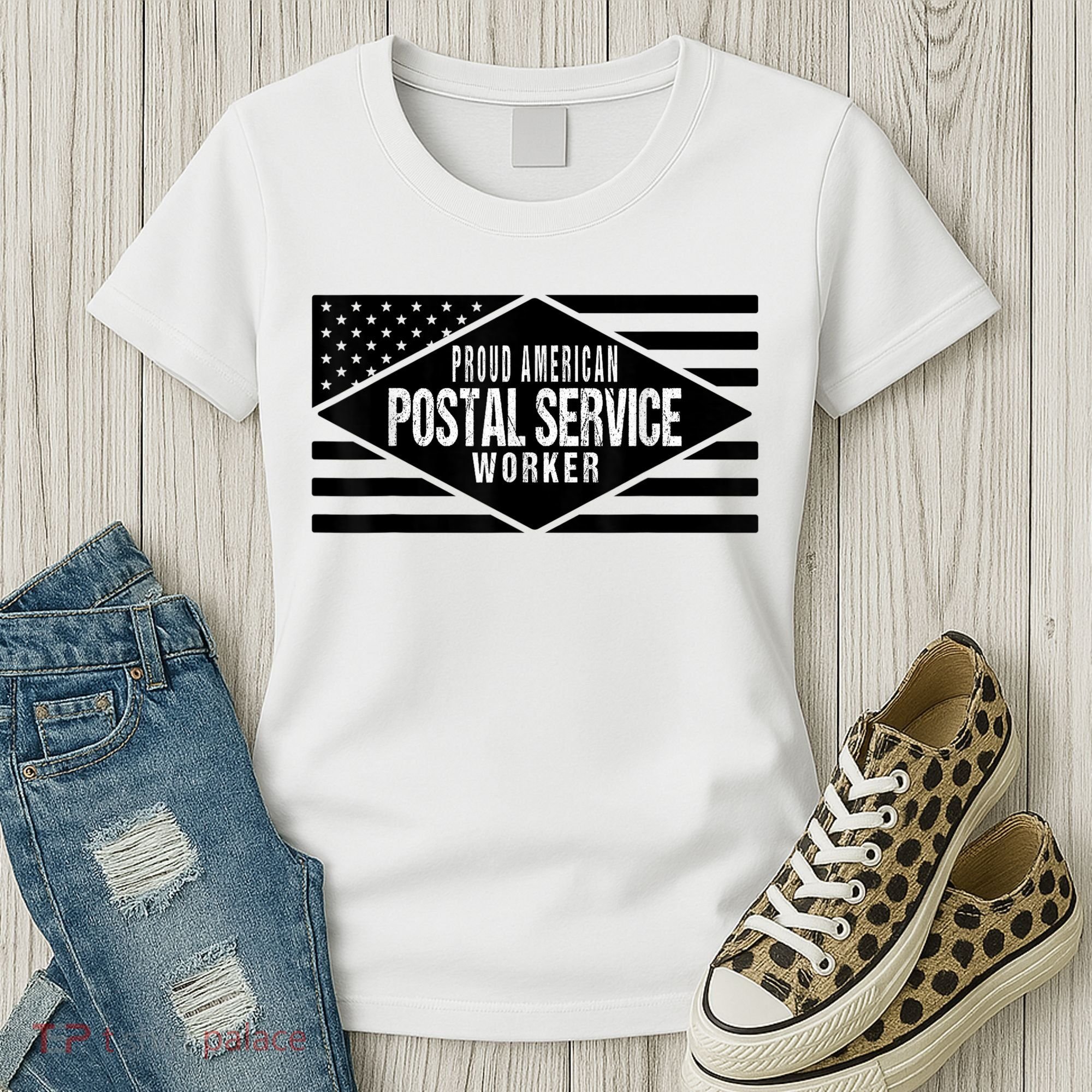 Proud American Postal Service Worker Patriotic US Flag Women's T-Shirt