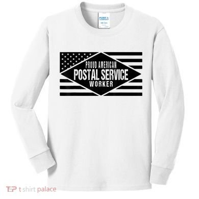Proud American Postal Service Worker Patriotic US Flag Kids Long Sleeve Shirt