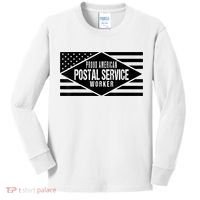Proud American Postal Service Worker Patriotic US Flag Kids Long Sleeve Shirt thumb 0