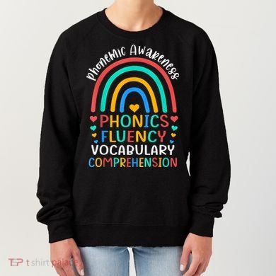 Phonemic Awareness Phonics Fluency Vocabulary Comprehension Women's Sweatshirt