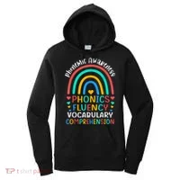 Phonemic Awareness Phonics Fluency Vocabulary Comprehension Women's Hoodie thumb 0