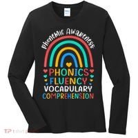 Phonemic Awareness Phonics Fluency Vocabulary Comprehension Women's Long Sleeve Shirt thumb 0