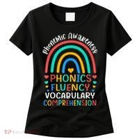 Phonemic Awareness Phonics Fluency Vocabulary Comprehension Women's T-Shirt thumb 0