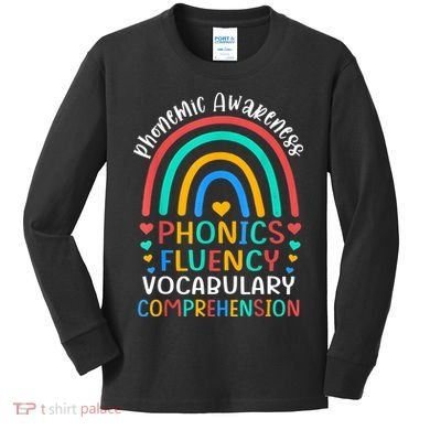 Phonemic Awareness Phonics Fluency Vocabulary Comprehension Kids Long Sleeve Shirt