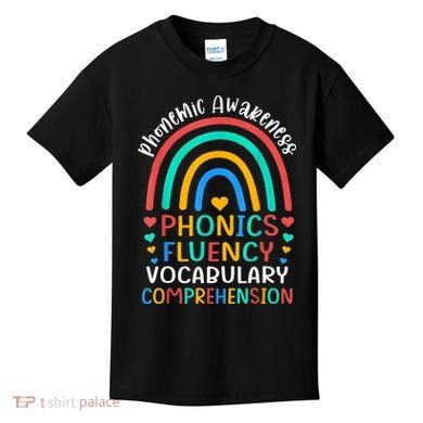 Phonemic Awareness Phonics Fluency Vocabulary Comprehension Kids T-Shirt