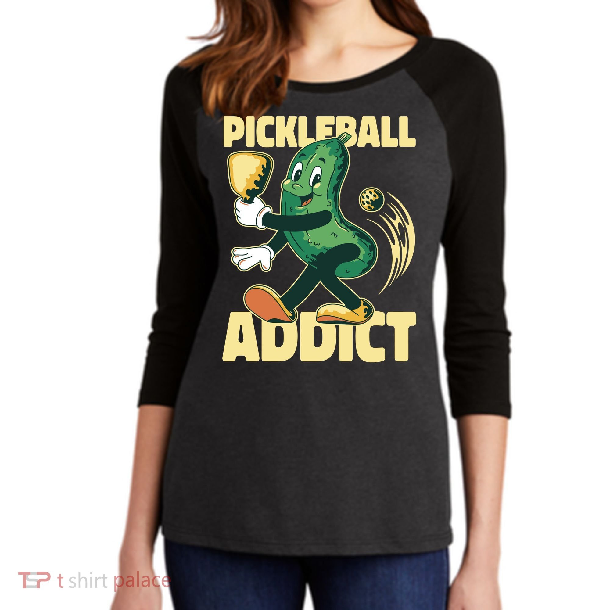 Pickleball Addict Women's Tri-Blend 3/4-Sleeve Raglan Shirt