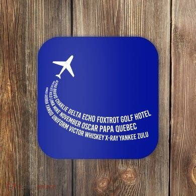 Phonetic Alphabet Pilot Airplane Gift Coaster