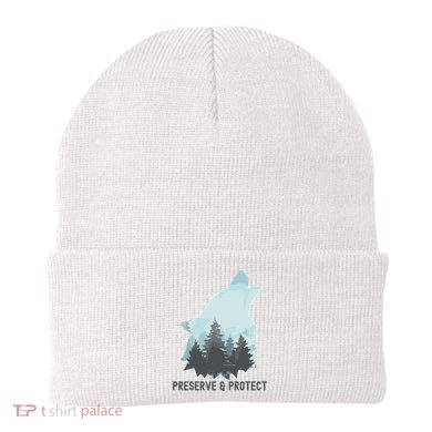 Preserve And Protect Wolf Forest Wildlife Conservation Beanie