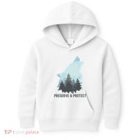 Preserve And Protect Wolf Forest Wildlife Conservation Kids Hoodie thumb 0