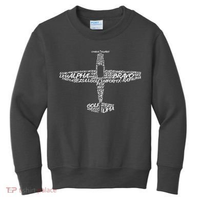 Phonetic Alphabet Pilot Airplane Kids Sweatshirt