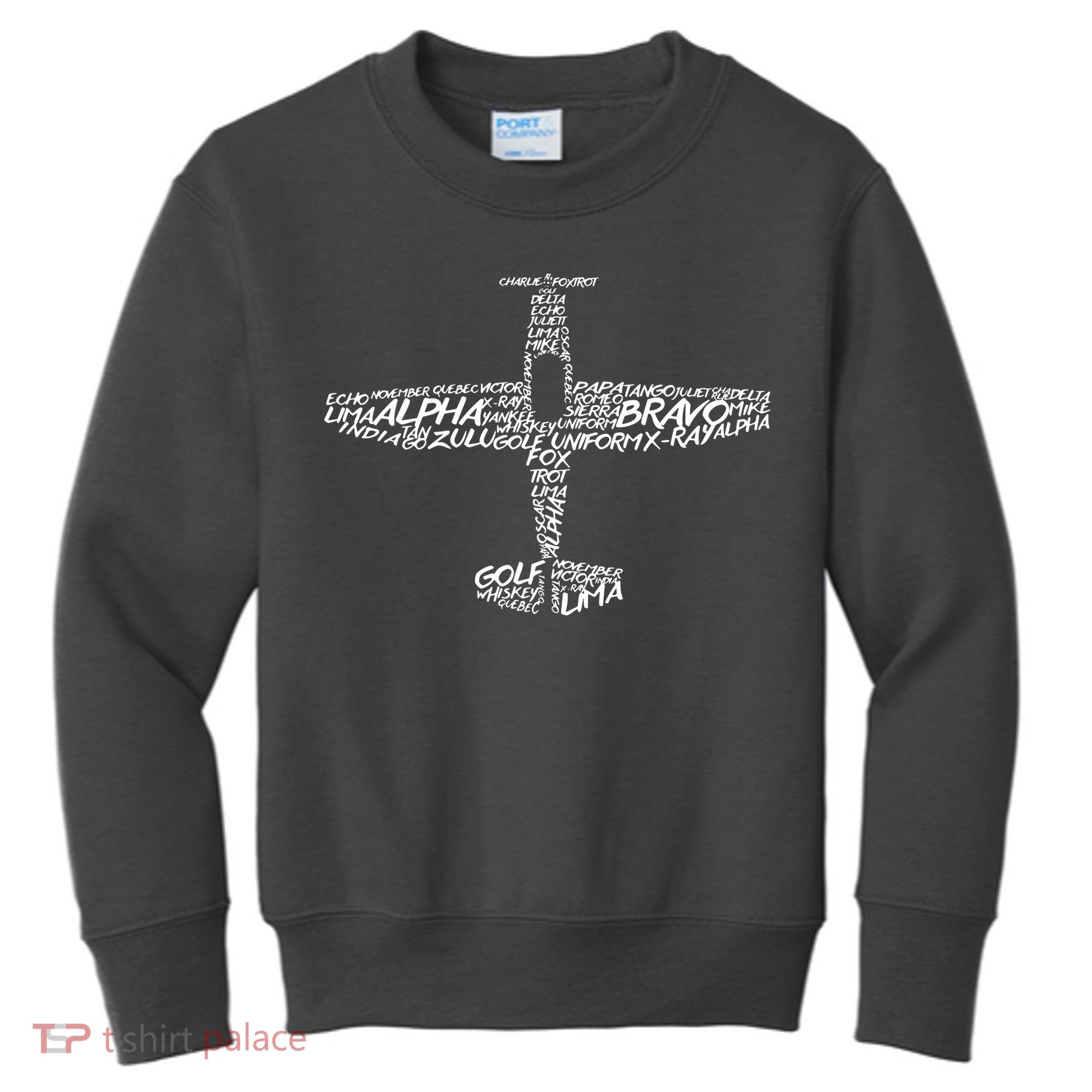 Phonetic Alphabet Pilot Airplane Kids Sweatshirt