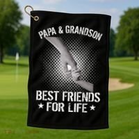 Papa And Grandson Best Friends For Life Golf Towel thumb 1