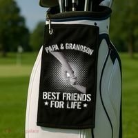 Papa And Grandson Best Friends For Life Golf Towel thumb 2