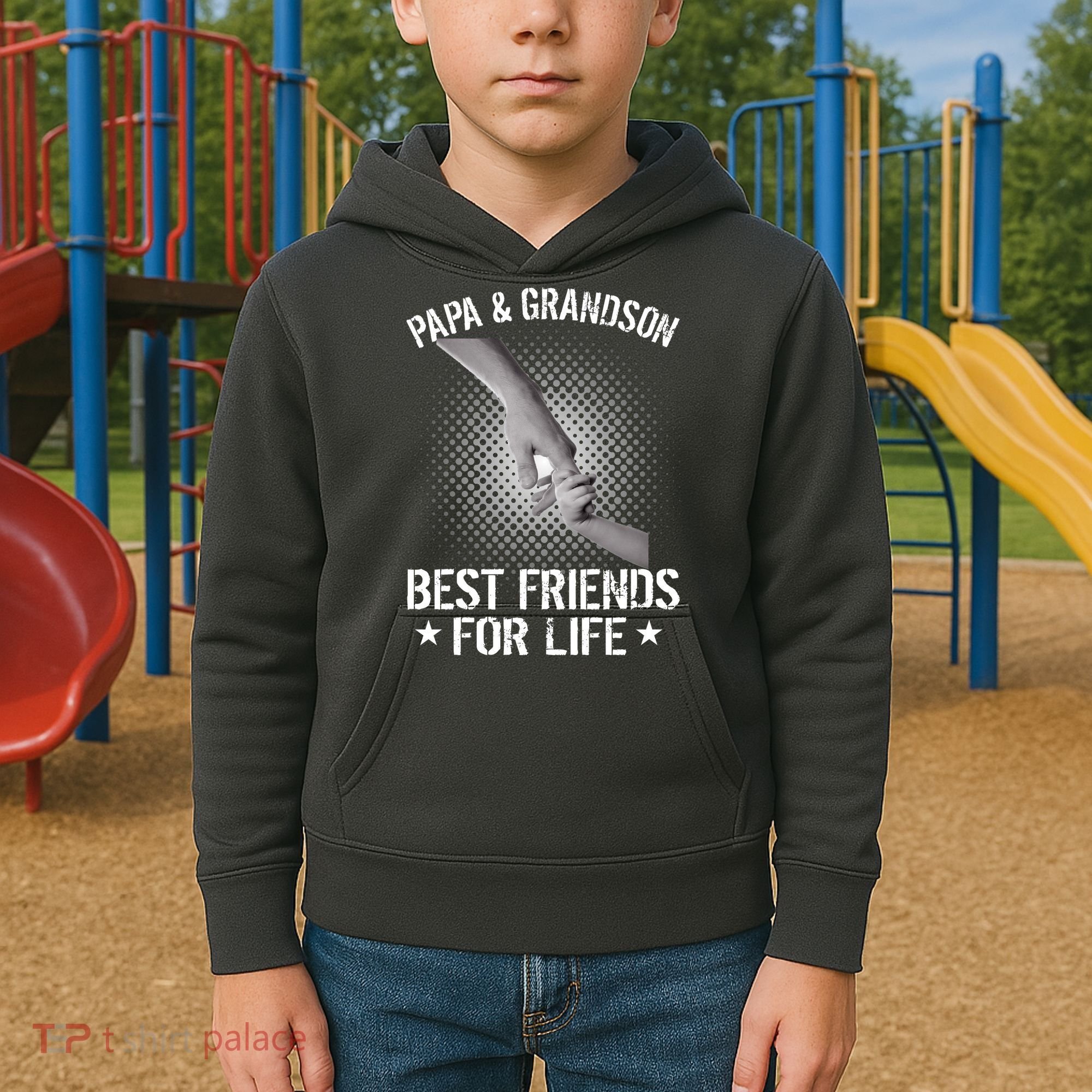 Papa And Grandson Best Friends For Life Kids Hoodie