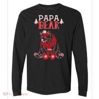 Papa Bear Christmas Santa Family Matching Pajamas Comfort Colors Heavyweight Long Sleeve T-Shirt thumb 0