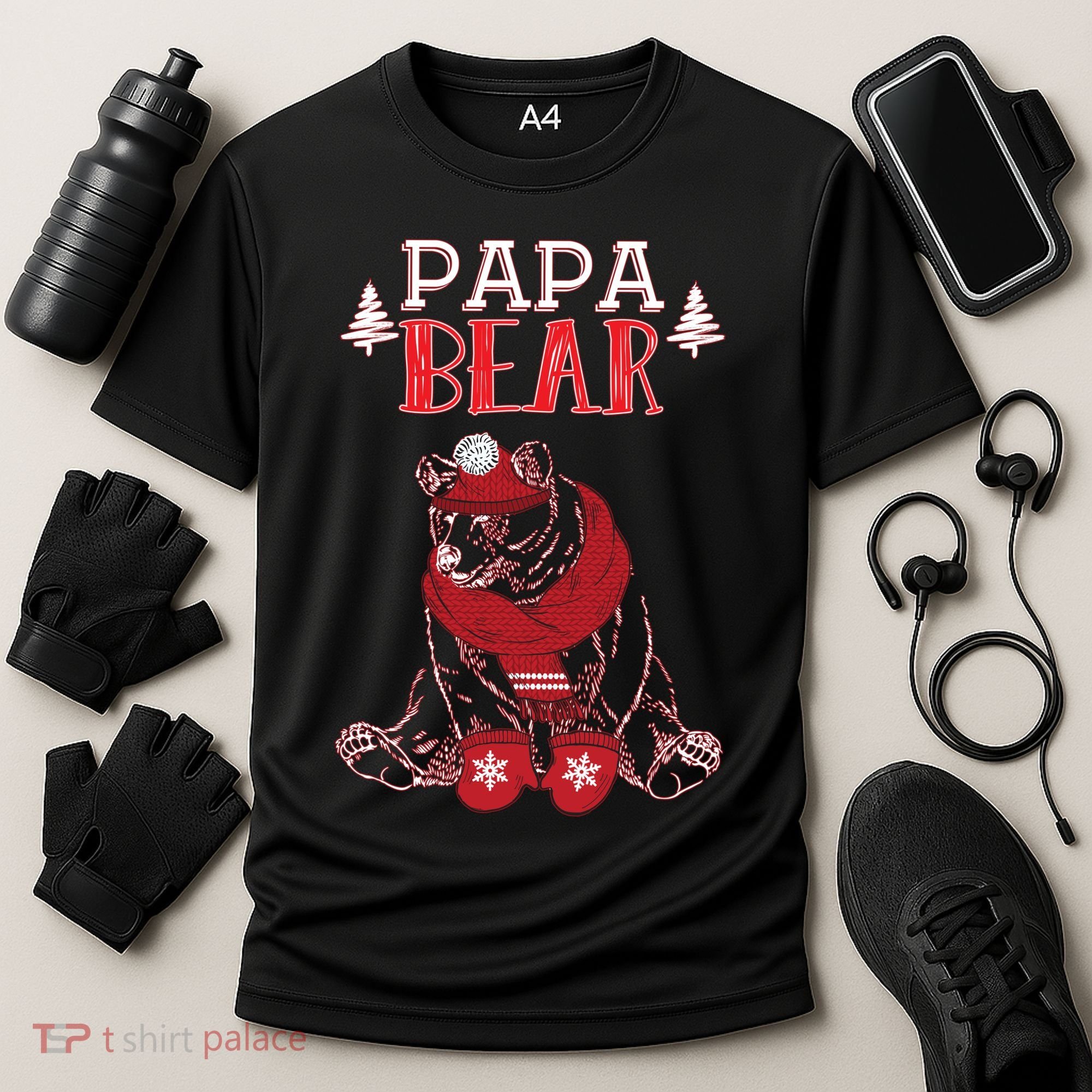 Papa Bear Christmas Santa Family Matching Pajamas Cooling Performance Crew T-Shirt