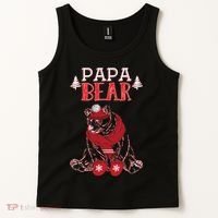 Papa Bear Christmas Santa Family Matching Pajamas Tank Top thumb 2