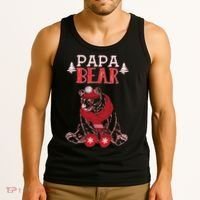 Papa Bear Christmas Santa Family Matching Pajamas Tank Top thumb 3