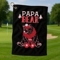 Papa Bear Christmas Santa Family Matching Pajamas Golf Towel thumb 1